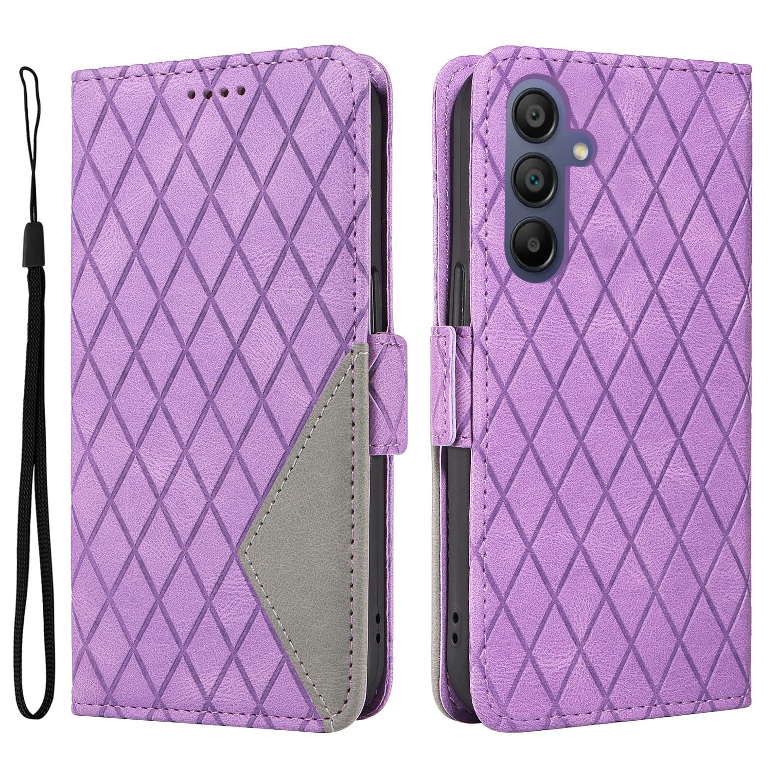 

Чехол-книжка из ромбовидной ПУ кожи для Samsung Galaxy A17/A26 5G/A16 5G/A16 4G Light Purple