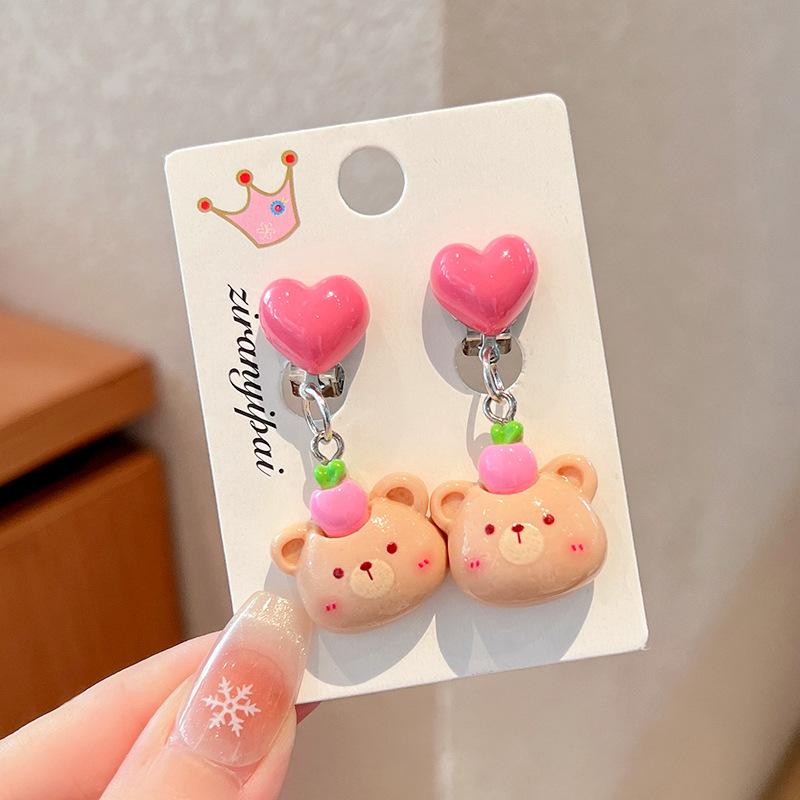 Children'S Ear-Free Ear Clips, Cute Girls' Pain-Free Earrings, Earrings, Cartoon Cartoon Girl Earrings, Jewelry.