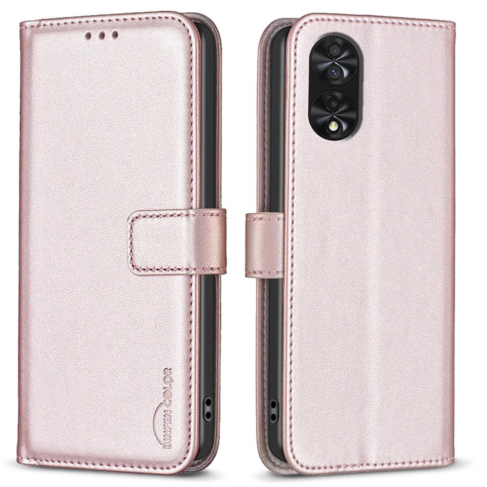 

BINFEN COLOR BF17 For TCL 40 Nxtpaper 4G PU Leather Case Imprint Phone Cover Wallet Stand Rose Gold