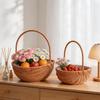 Handheld Woven Rattan Basket for Flowers, Picnic, Storage, and Floral Arrangements.