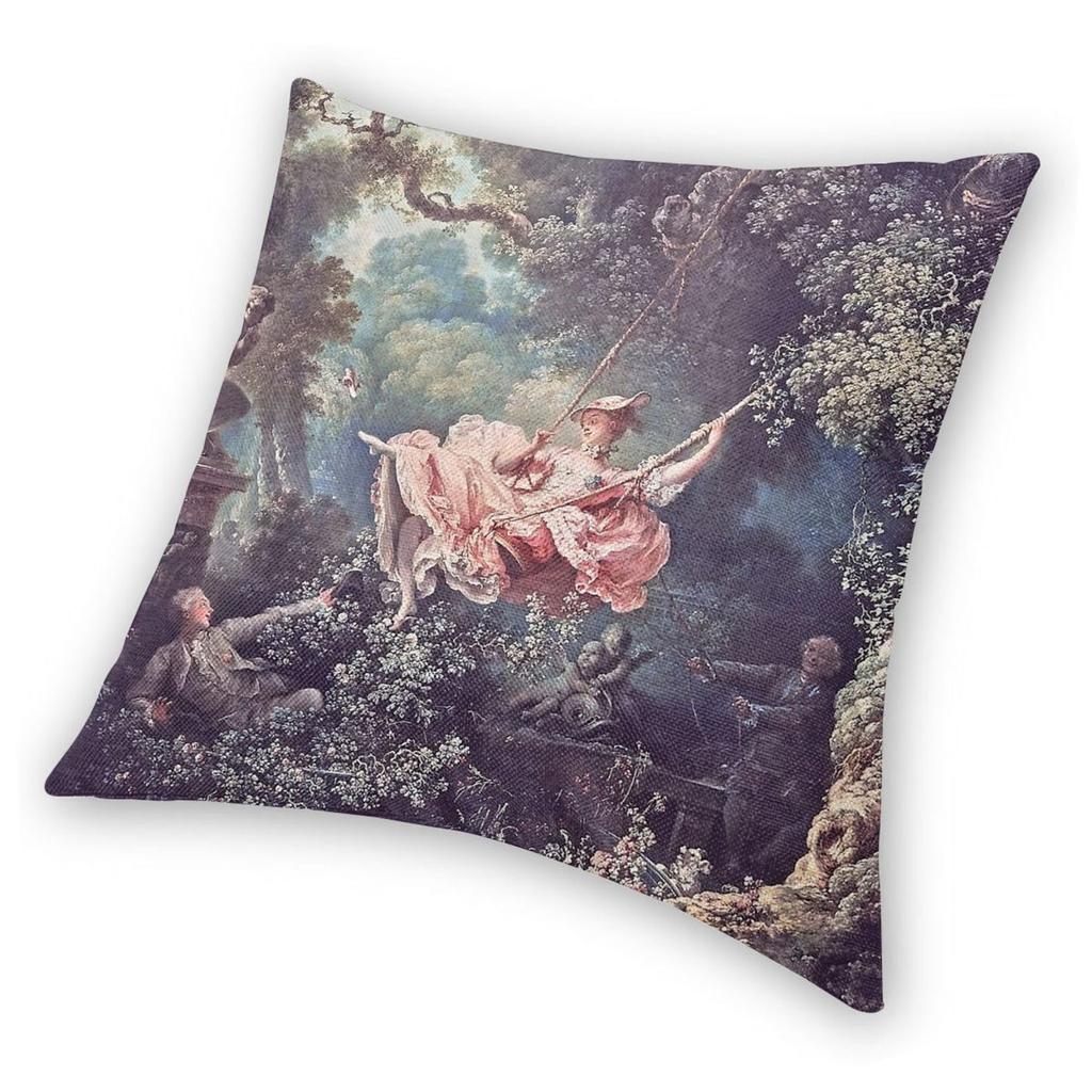 Jean-Honore Fragonard The Swing Pastel Pillowcase Polyester Linen Velvet Creative Zip Throw Pillow Case Room Cushion Cover 18"