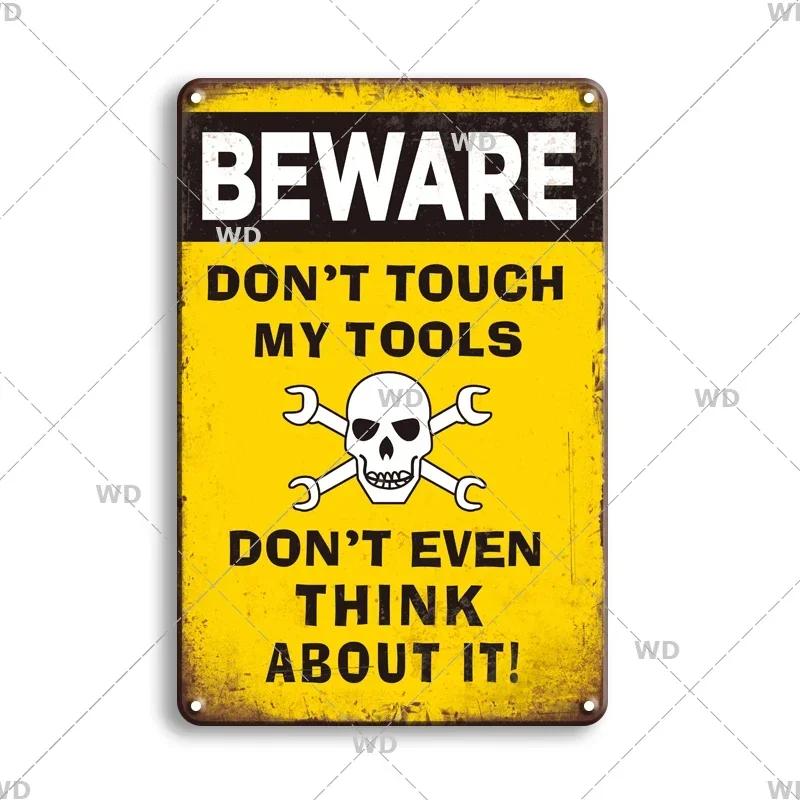 CautionCharm Vintage Metal Plaque - Warn Slogan Design - Great for Door, Factory & Home Wall Decor - Retro Caution Sign Poster