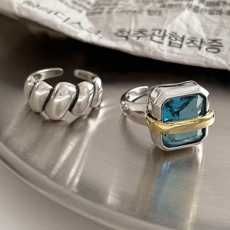 Adjustable Opening Ring For Girls Women,Fashion Ring Popular Jewelry Blue Copper-Color For Party Dress Nice Birthday Gift
