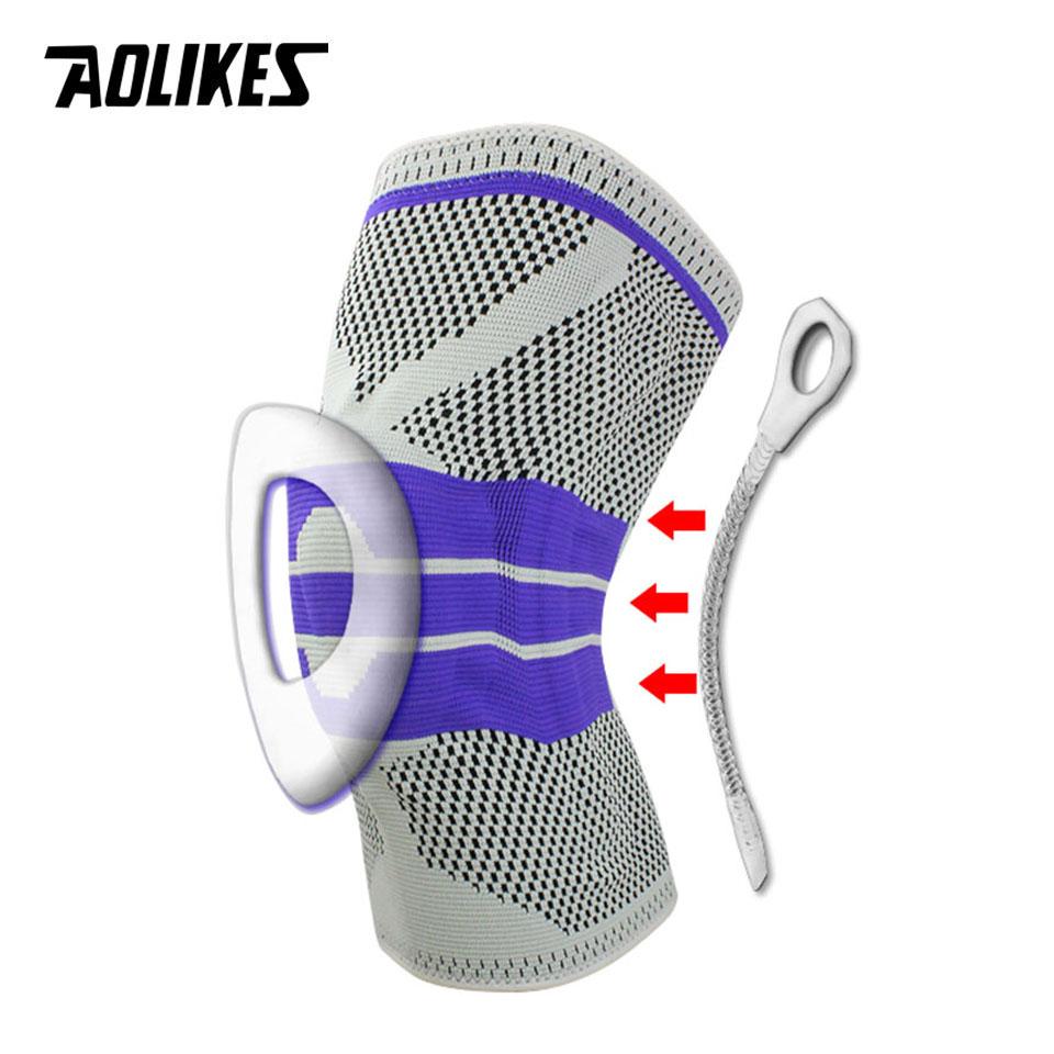 

Aolikes Knee Brace Silicone Gel Spring Support For Men Women Workout Joint Pain Relief Knee Sleeve M