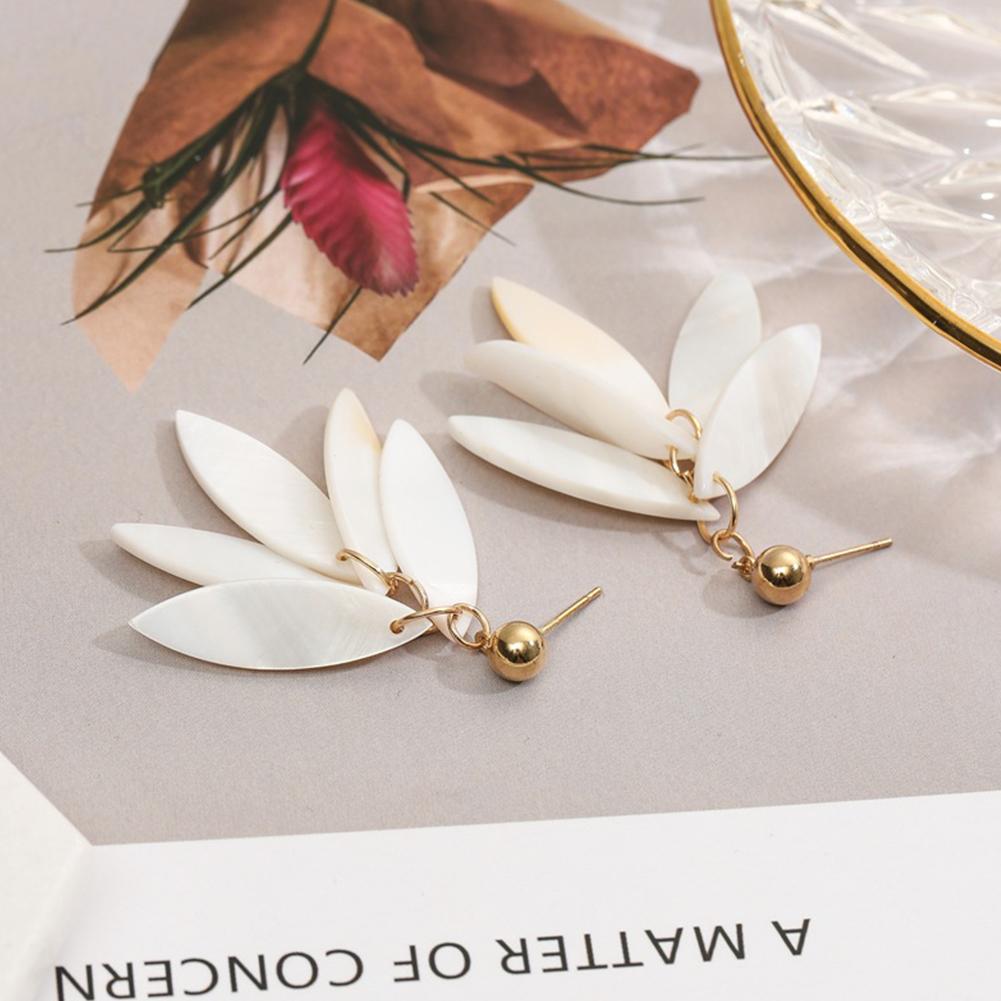 Women Concise Shell Long Tassel Metal Fashion Earrings