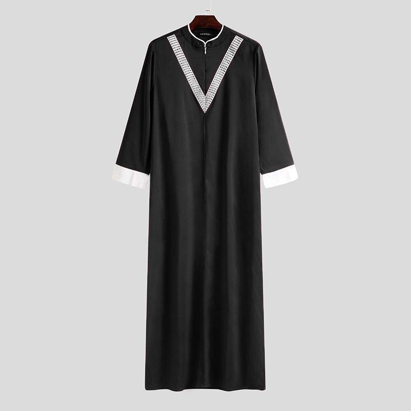 chinese dress ladies NC Muslim Men's Long Sleeves Solid Color Thobe Arab Middle East Male Stand  Collar Robe (S, Beige) at Amazon Men's Clothing store