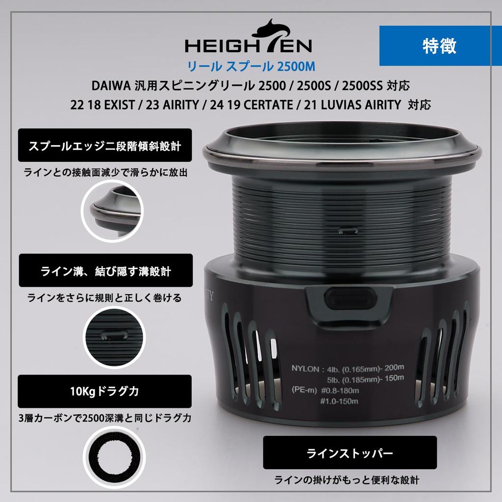 HEIGHTEN Reel Spool Daiwa Replacement Spool Compatible with 2500 2500S 2500SS EXIST AIRITY CERTATE LUVIAS AIRITY Compatible with Series LT2500M Color