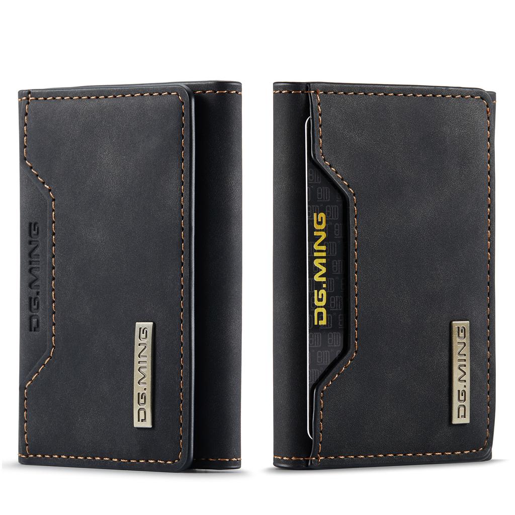 Tri-fold card bag, card cover, high-end retro PU card bag, leather case, multi-functional magnetic card bag