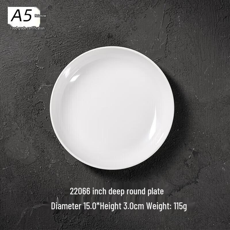 A5 Melamine Round Deep Dinner Plates (Set of 3)