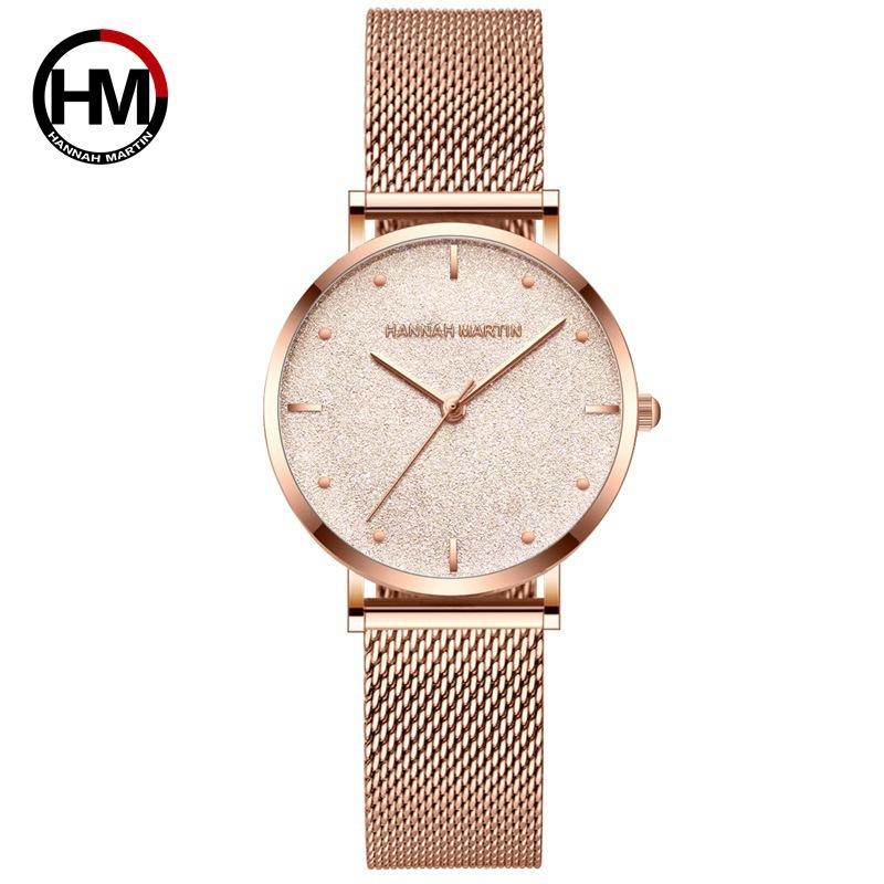 Japanese Movement Mesh Belt Women's Quartz Watch European and American Matte Star Waterproof Watch