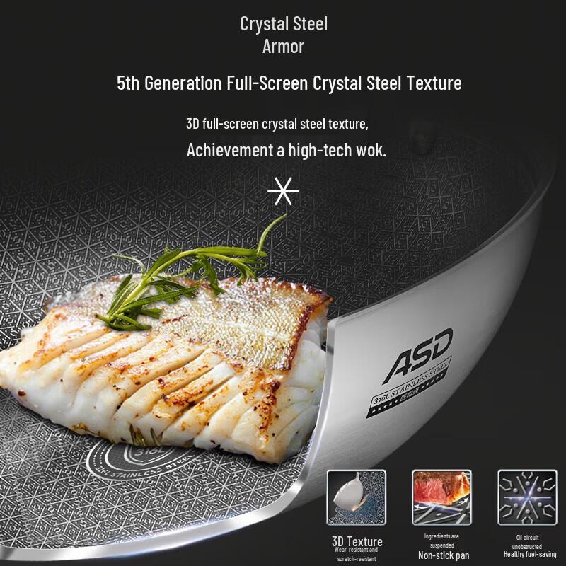 ASD Oil Control Non-stick 3-Ply Steel Wok