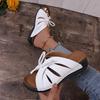 2024 Women's Wedge Heel Roman Slippers with Bow, Thick Sole, Lightweight, Plus Sizes Available.