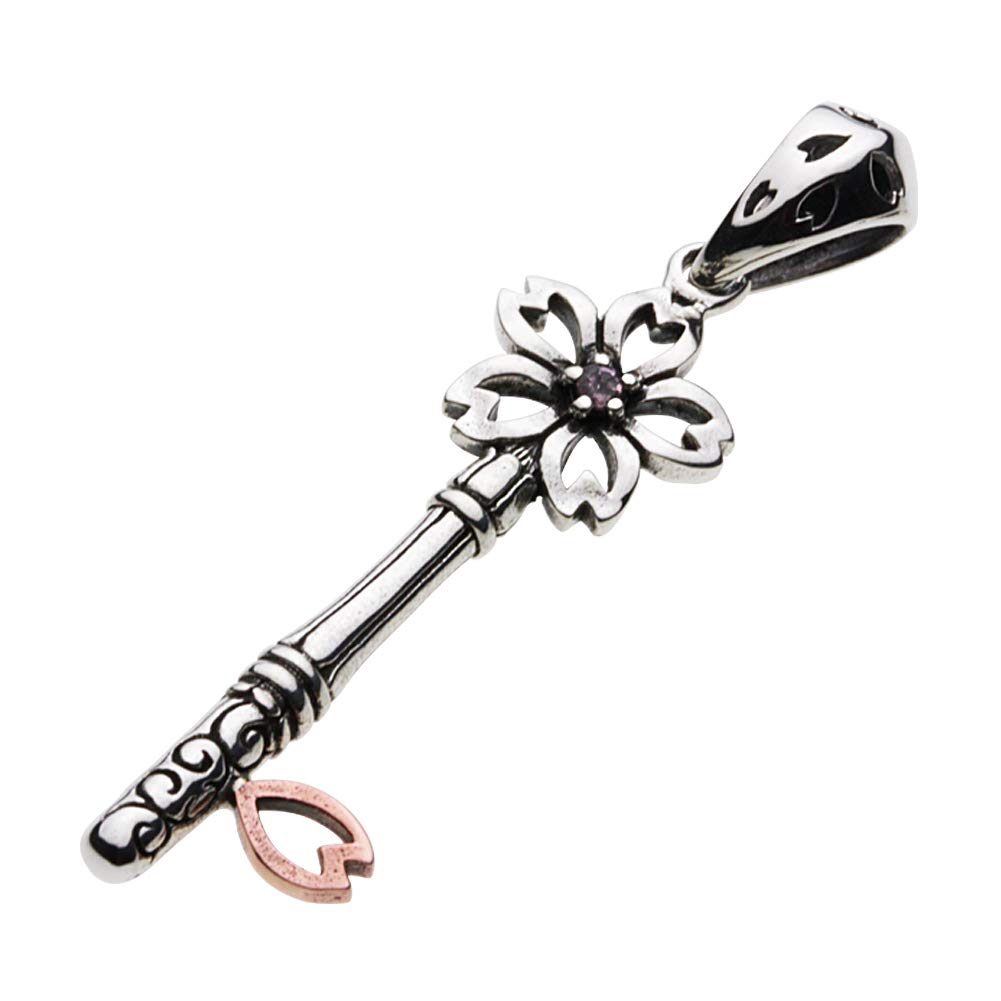 

Sakura Key Pendant Pink Tourmaline 925 Silver p0702 [Cenote] [Silver Accessories]