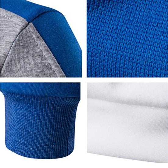 Men Sweatshirt Contrast Colors Patchwork Plush Thicken All Match Warm Autumn Sweatshirt for Work
