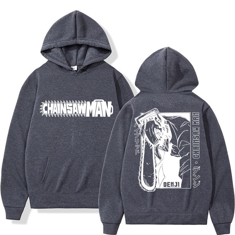 Mange Y2k Japan Anime Chainsaw Man Hoodie 90er Vintage Langarm Makima Harajuku Übergroß Fleece Kapuzenpullover Sweatshirt