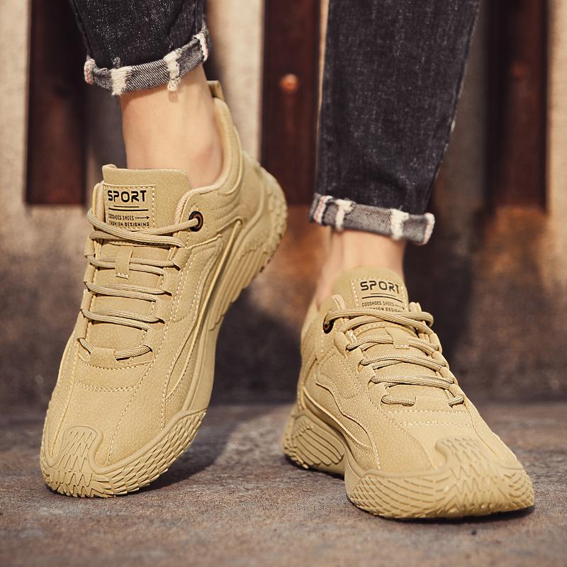 Ankle Boots Men's Casual Shoes Platform Sports Shoes Leather Shoes Fashion Round Toe Return To The Ancients Low-top Non-slip