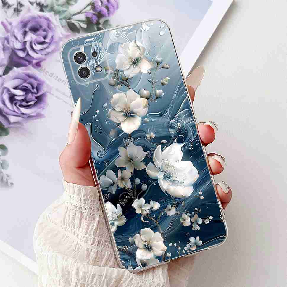 For Samsung Galaxy A22 5G Case SM-A226B Fashion Flower Bear Soft Silicone Cover For Samsung A22 A22 SM-A226BRN 6.6" Phone Casing