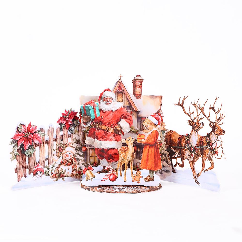 3D Pop-Up Card for Vintage Christmas