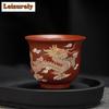 Handmade Red Clay Teacup Color Changing Purple Sand Cup Dragon Phoenix Tea Pairs Large Master Cup Dahongpa Tea Bowl Drinkware