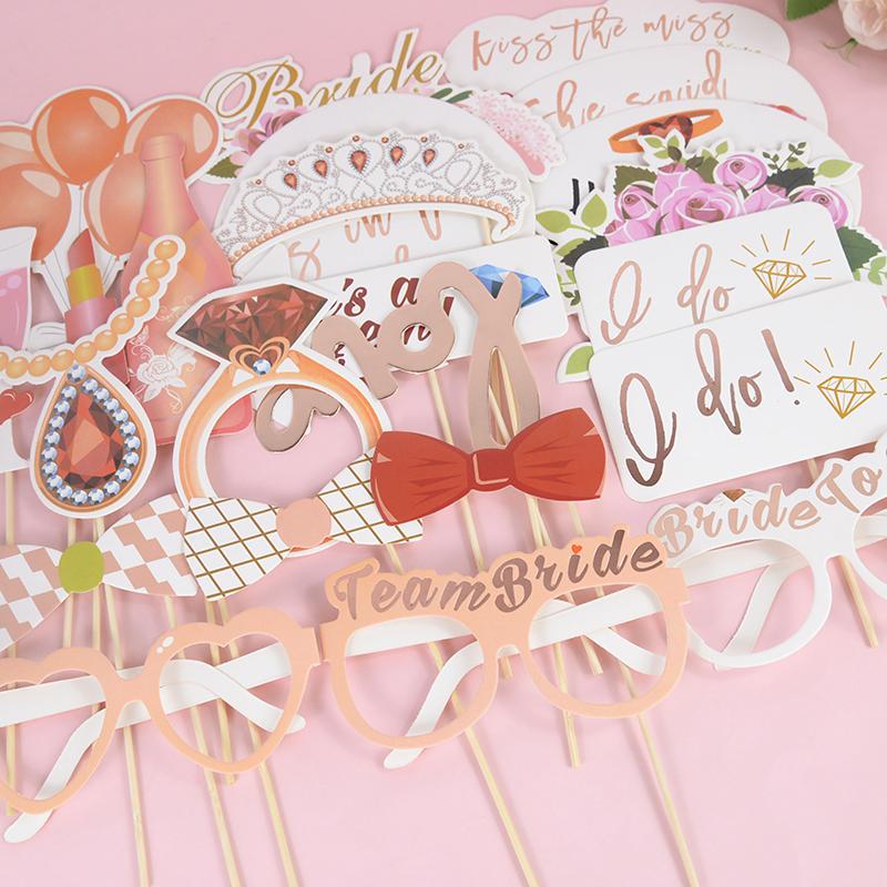 23pcs/set Team Bride To Be Paper Photo Booth Props Mask Photobooth Bachelorette Party Bridal Shower Wedding Decoration Supplies