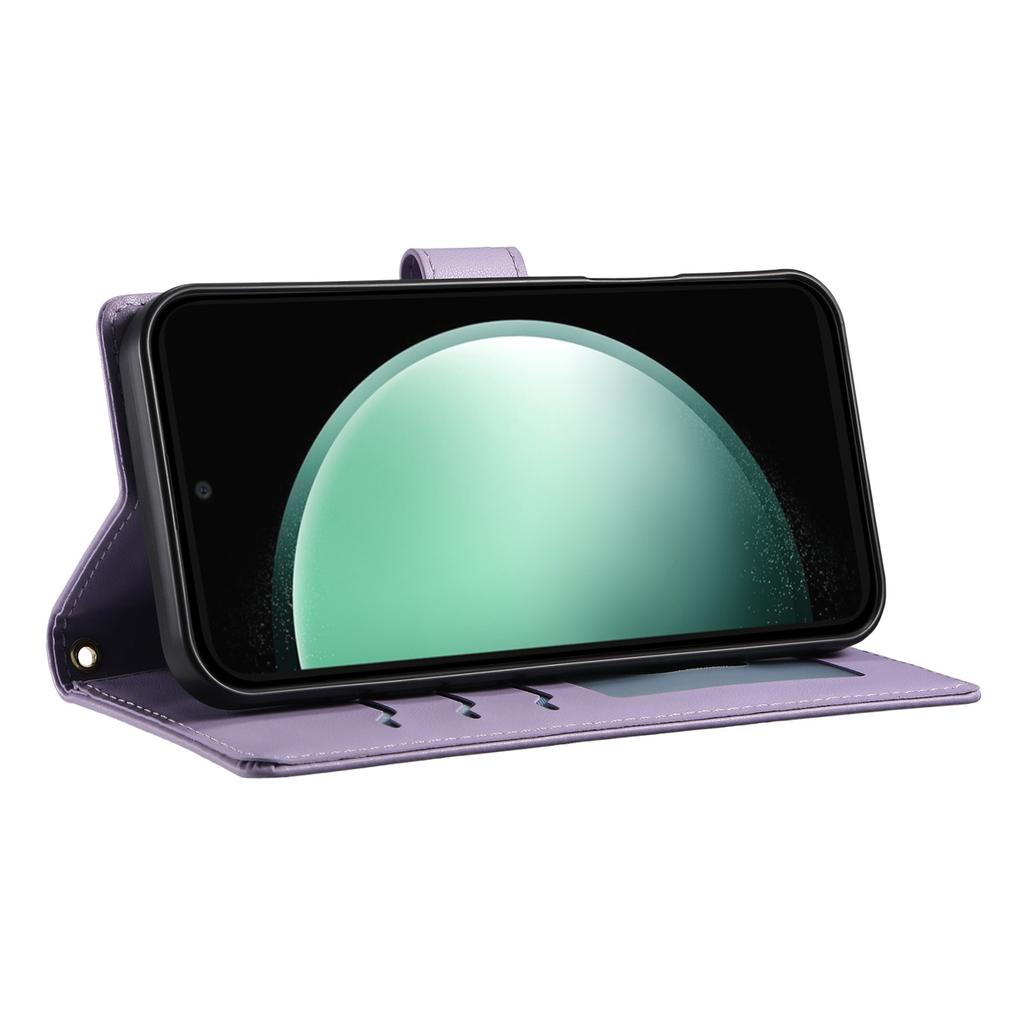 For Samsung Galaxy S25 FE Case Rhombus Stitching Wallet Stand Leather Phone Cover with Long/Short Strap