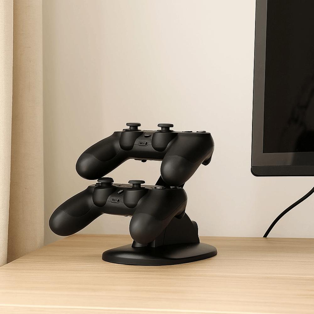 Black Dual USB Charger Stand Fast Charging Gamepads Charger Wireless Controller