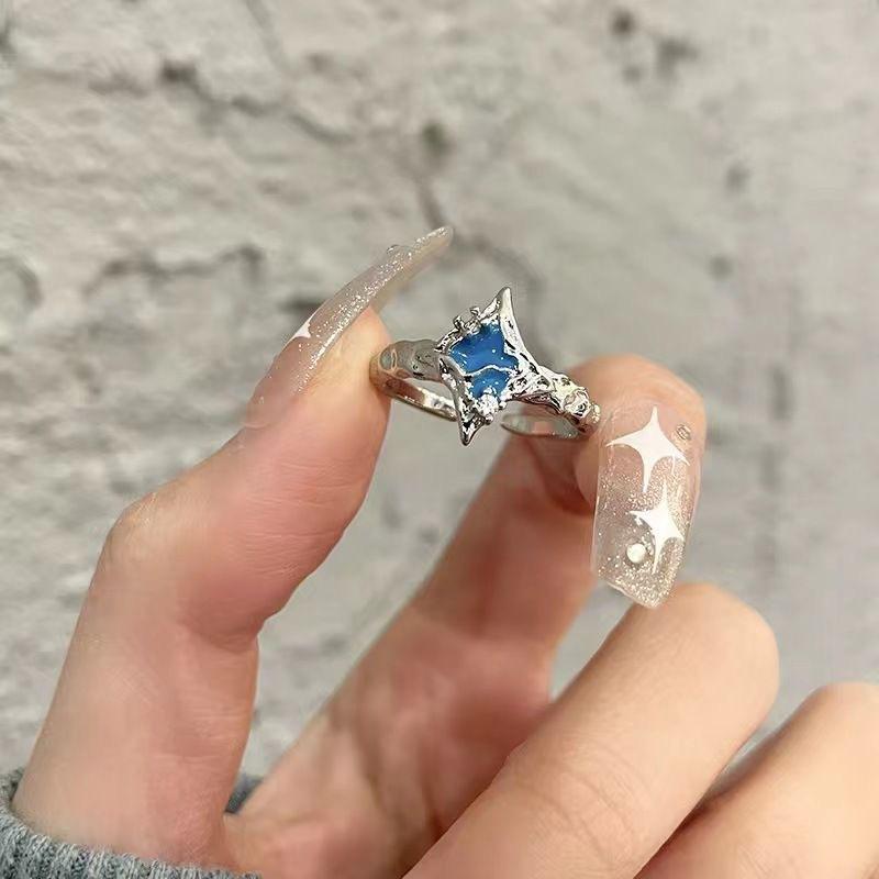 Light Blue Cross Star Heart Ring Set Simple Exquisite Woman Ring Jewelry Design