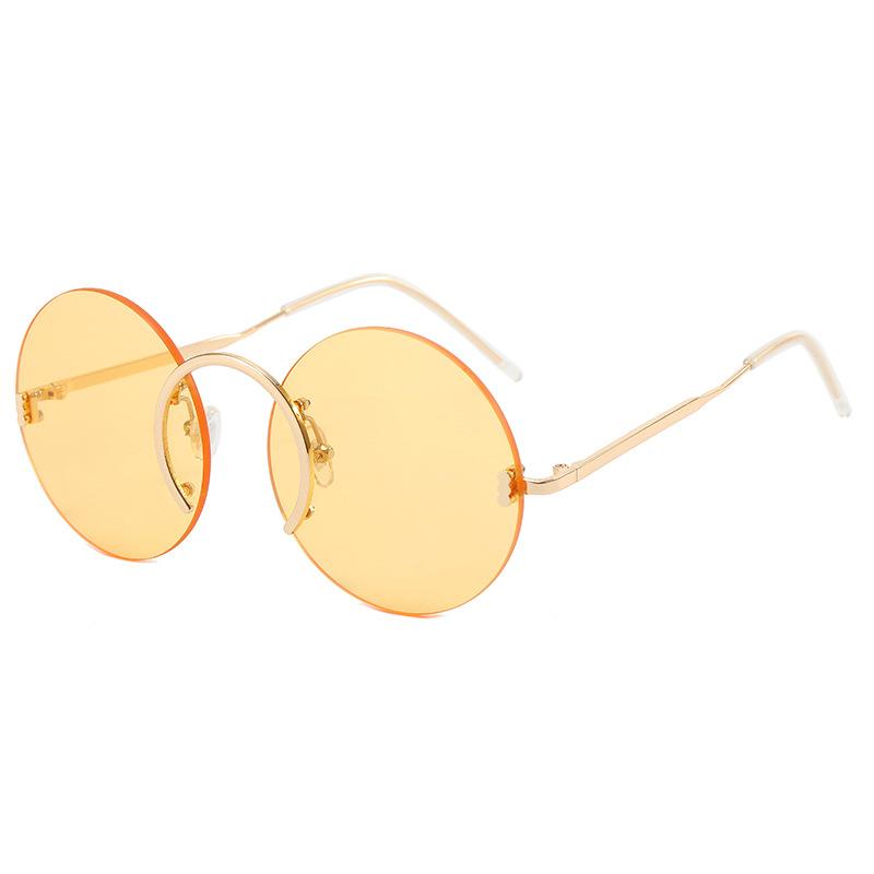 Vintage Style Sunglasses For Men Round Shape Rimless Anti-Glare Sun Glasses For Women Fashion Trendy Female Sunglass