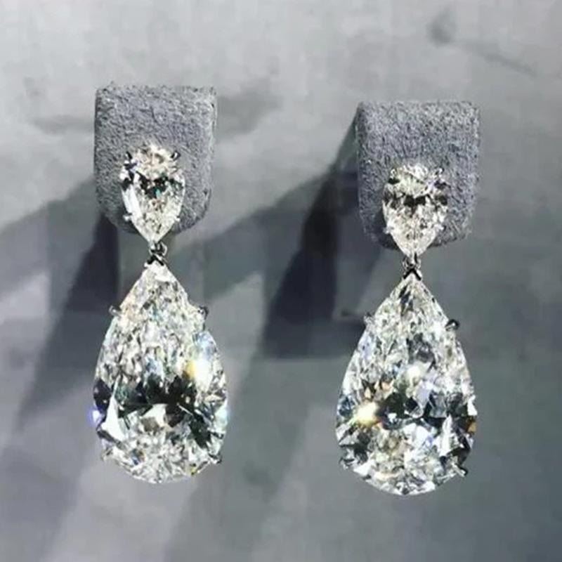 European and American bridal earrings, sparkling micro-zircon wedding dress evening dress accessories, wedding dinner earrings and earrings.