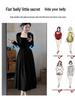 Hepburn-Inspired Women's Black Coat with Dress, Perfect for Petite Figures, Spring/Autumn/Winter, High-End Aesthetic