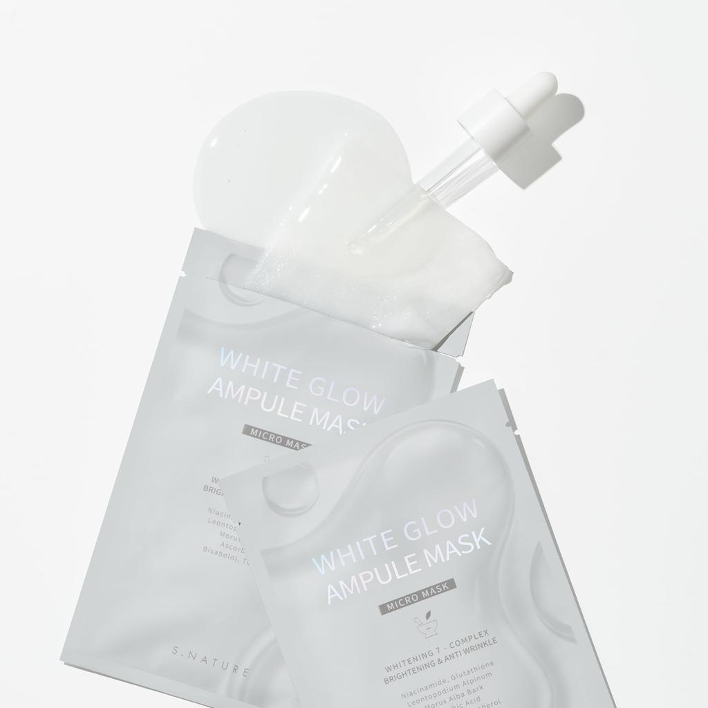 White Glow Ampoule Glow Niacinamide Skin Green Glow S.NATURE Mask/Sheet Mask/Whitening/White Ampoule/Contains & Glutathione/Sensitive
