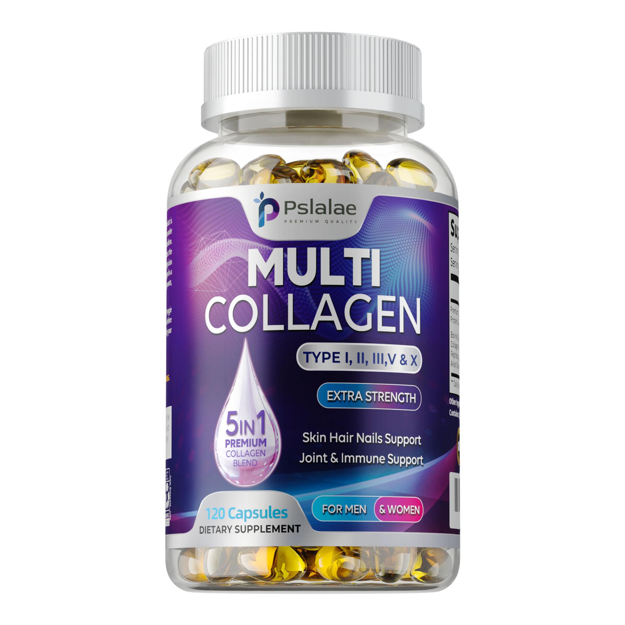 Pslalae - 5-in-1 Kollagenkomplex-Kapseln - Für gesunde Haut, Haare und Nägel 120*1