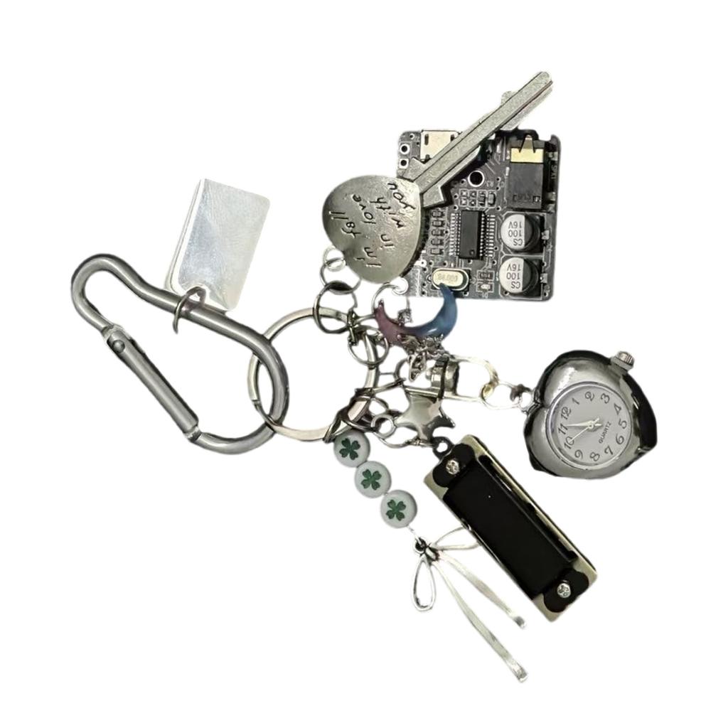 Guitar Pick Key Accessory Fashionable Keychain Pocket Watch Keyrings Alloy Texture Suitable for Party and Casual Outfits