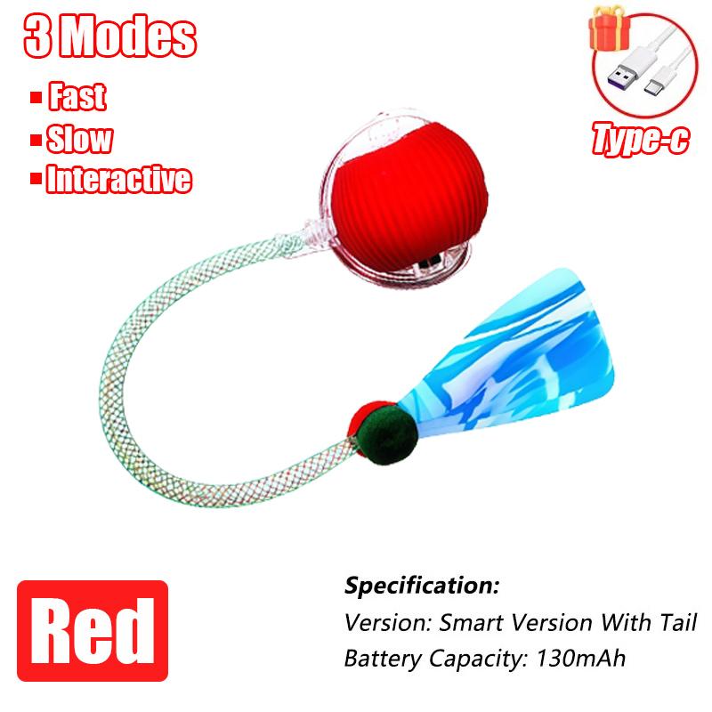 New Cat Interactive Ball Toys Automatic Rolling Ball Faux Tail Rechargeable Smart Pet Electric Toy Cat Training Imitate Mouse