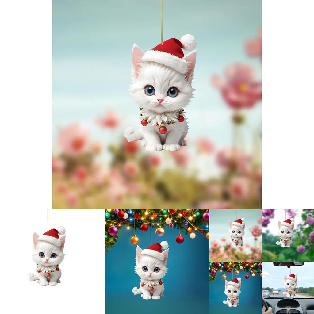 Car Interior Decor Acrylic Cartoon Cat Ornament For Festive Vehicle Styling