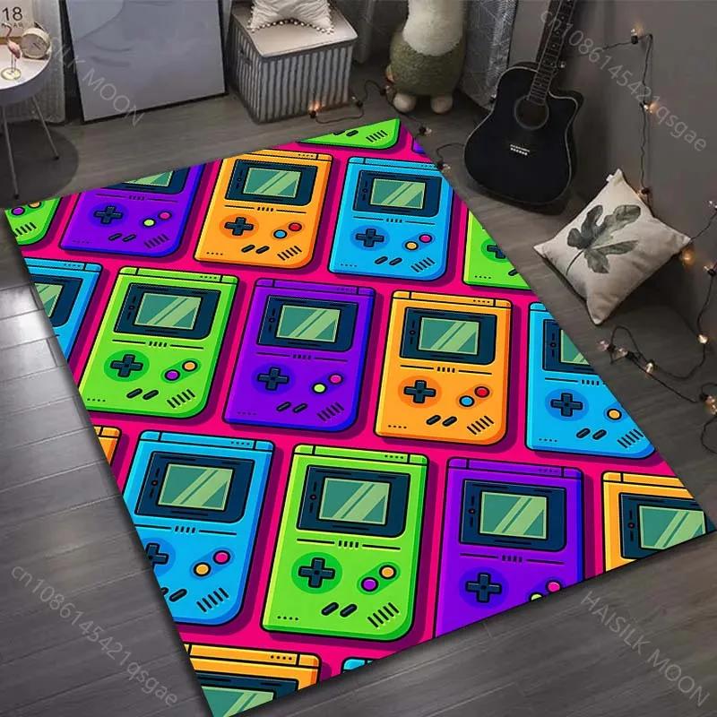 Retro Neon Game Consoles Printed Carpet for Living Room Bedroom Sofa Home Decor Non-slip Floor Mat Modern Carpet Large Size