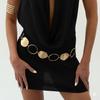 Fashion Retro Metal Ring Splicing Waist Chain Female, Design Sense Brushed Disc Waist Body Chain