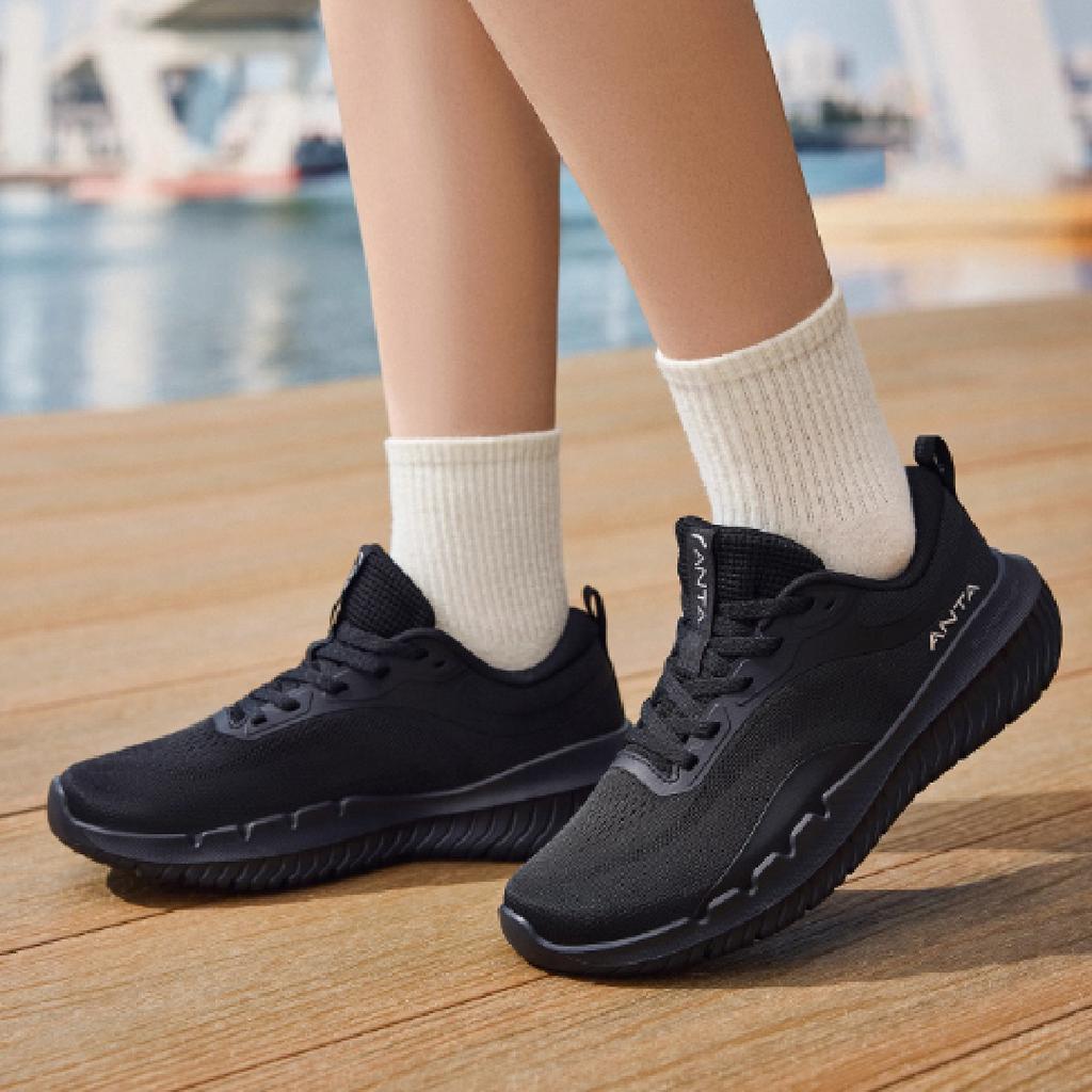 Anta Abrasion Resistant Lightweight Low top Casual Running Shoes Women's Basic Black 922537721-1