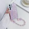 For Samsung Galaxy S24 Ultra Case Glittery Powder Acrylic+TPU Phone Cover with Beaded Hand Strap