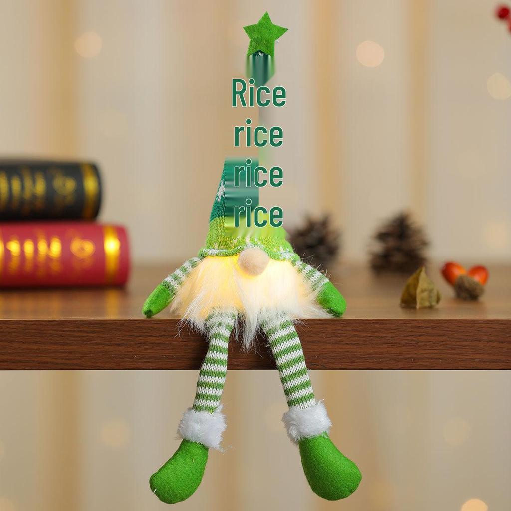 Festive Striped Snowflake Knit Hat with Lights: Star & Doll Ornament