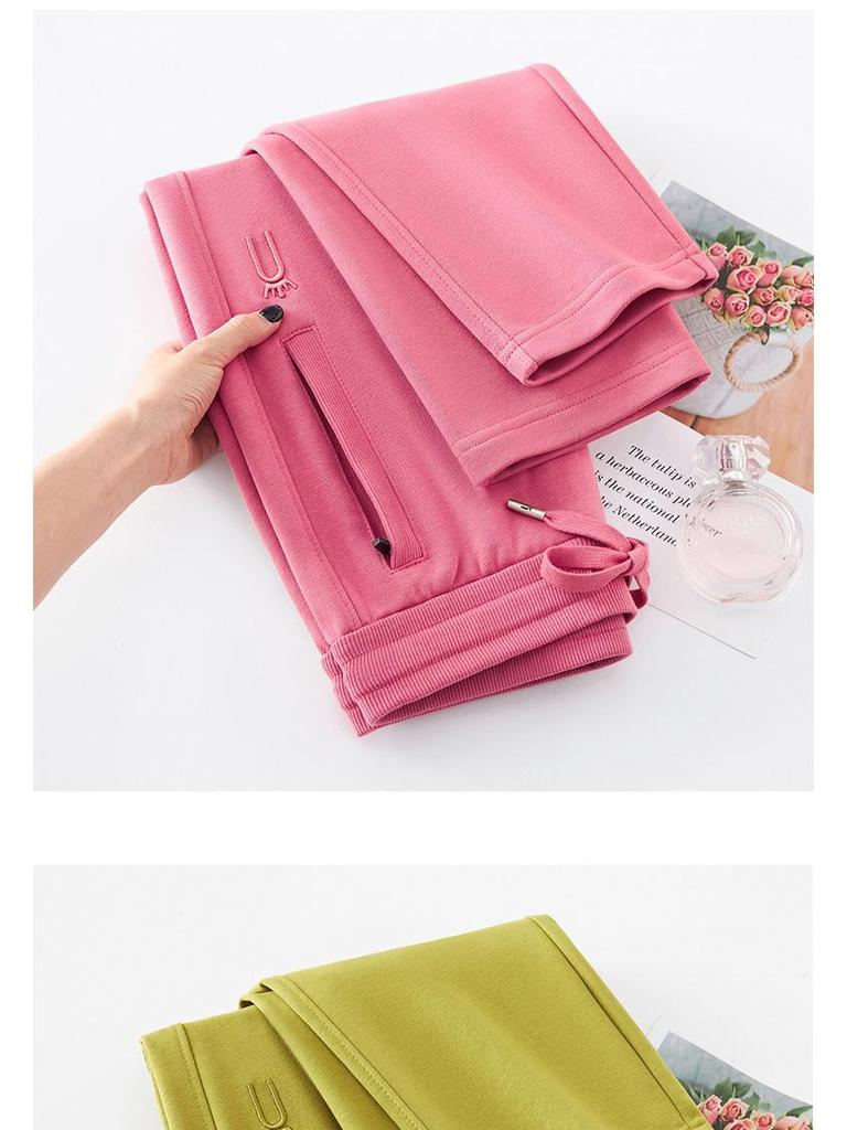 GAGN Women's Red Korean Style High Waist Long Pants - Plus Size Casual 2025