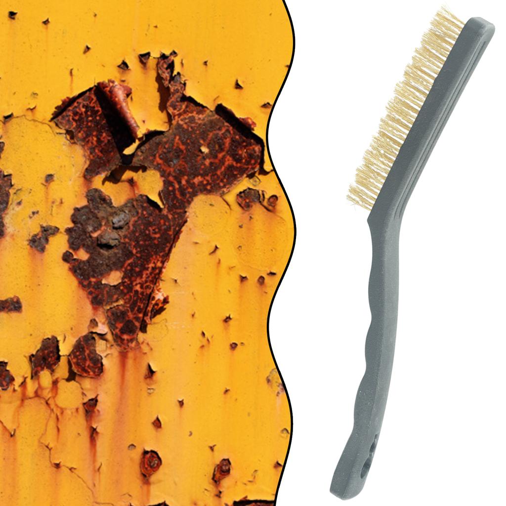 Wire Brush Set for Rust and Dirt Removal with Brass Nylon and Steel Bristles