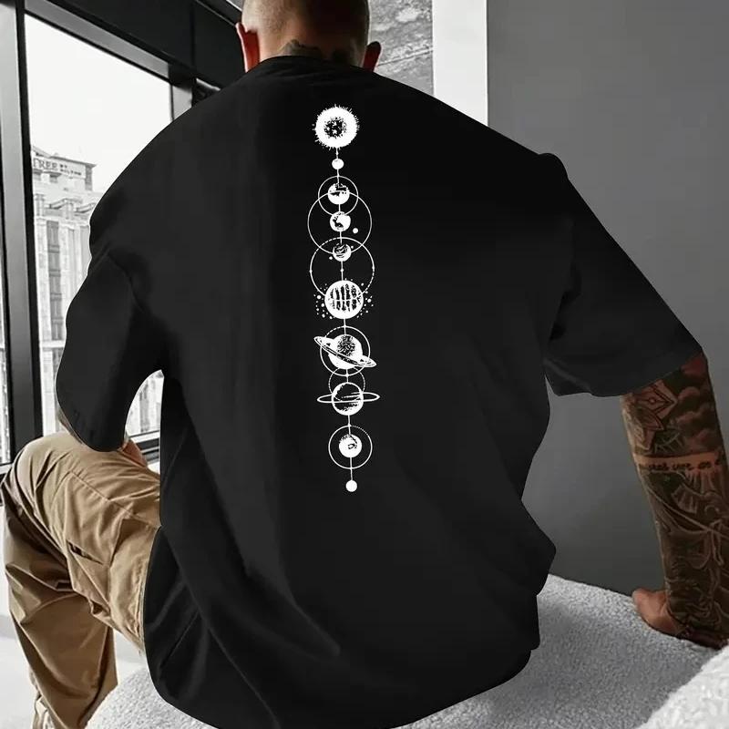 

Летняя мужская футболка с 3d планетным принтом, футболка с коротким рукавом, простая модная мужская одежда, футболка большого размера для мужчин, футболка в стиле Харадзюку S