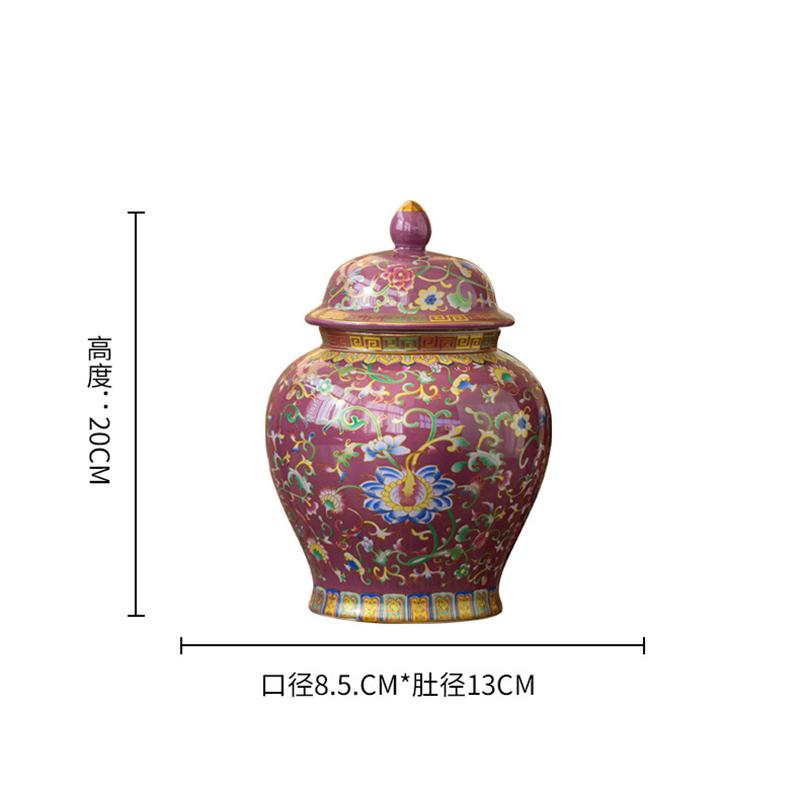 Chinese Ceramic Tea Leaf Airtight Jar with Enamel-painted General Jar Decoration High-end Candy and Coffee Beans Storage Bottle