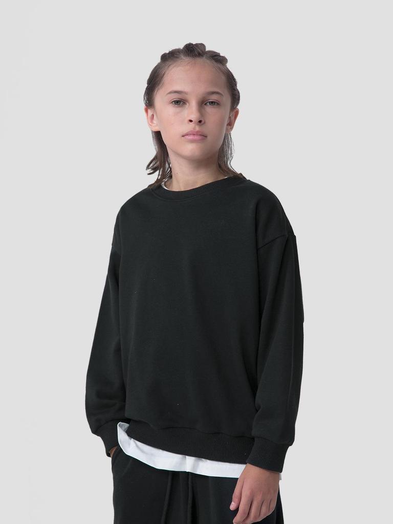 Children's Solid Color Loose-Fit Sweatpants and Sweatshirt Set - Combed Cotton, Large Terry Cloth for Big and Middle Kids