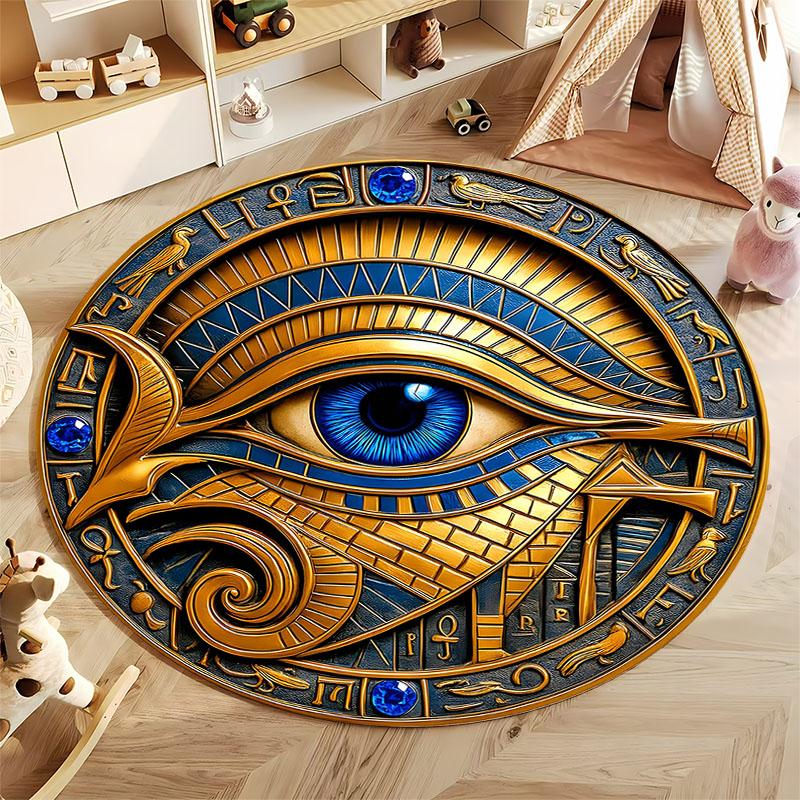 Free shipping! Ancient Egyptian Eye Design Rug for Mysterious Spaces round carpet for home sofa bedroom, gift