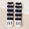 Women's Mid-Calf Coral Fleece Socks: Half-Sided Fleece, Cat Paw Design, Cute & Cozy for Autumn/Winter
