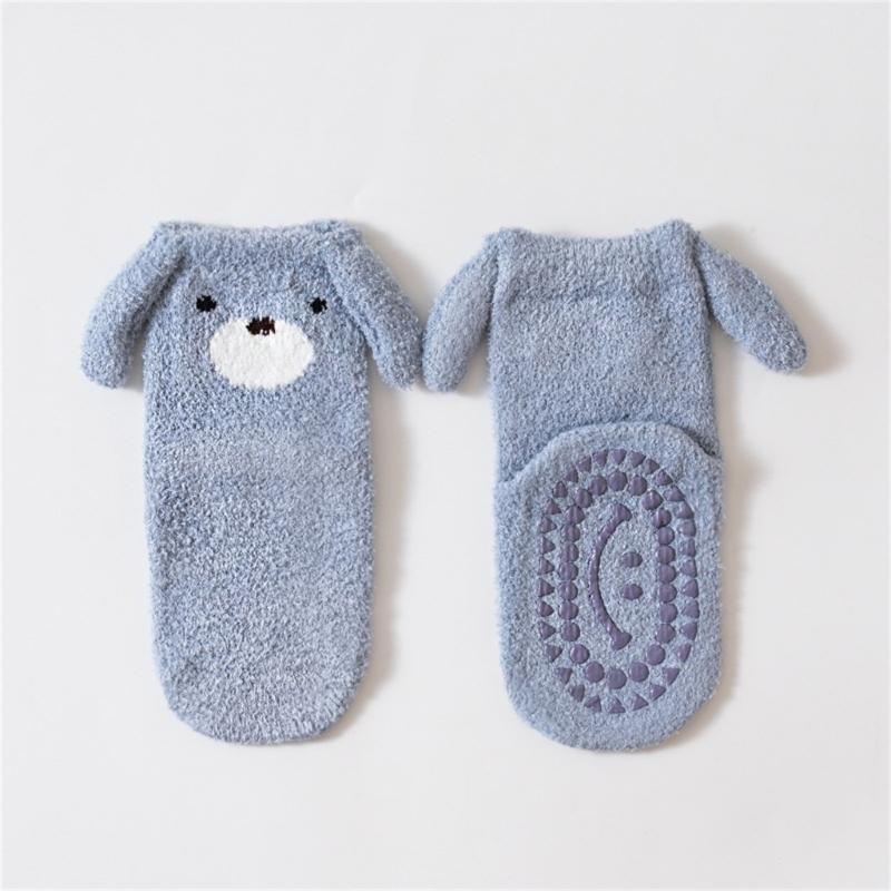 1 Pair Warm Infant Walking Socks Nonslip Bottom Cute Puppy Pattern Cosy Footwear For Cold Weather 0 to 3 Years