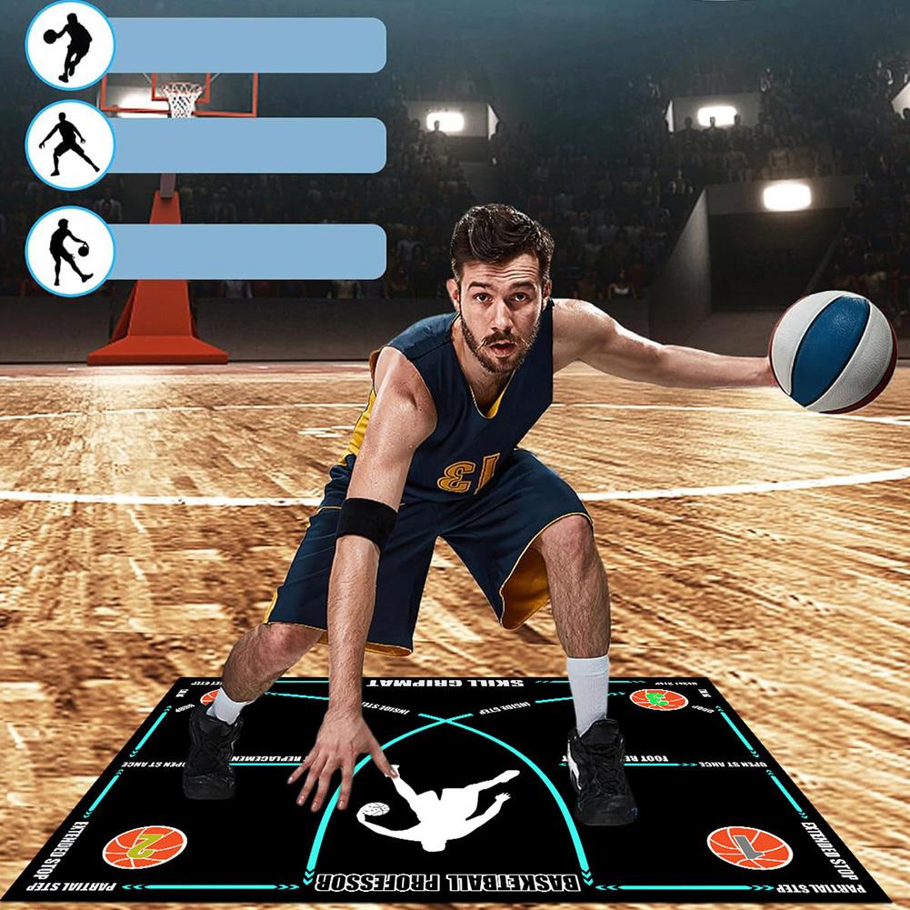 Basketball Footstep Training Mat Non-Slip Basketball Dribble Trainer Shock Absorbing Silent Dribble Training Mat for Youth Adult