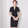 Women's Black Slim-Fit Short-Sleeve Professional Suit - Summer Fashion Workwear with Teacher Temperament